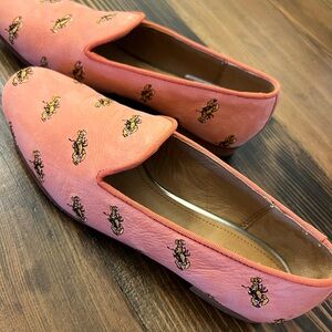 Coach Sz 7.5 lobster suede shoes cottage core Lagon look artsy nature design